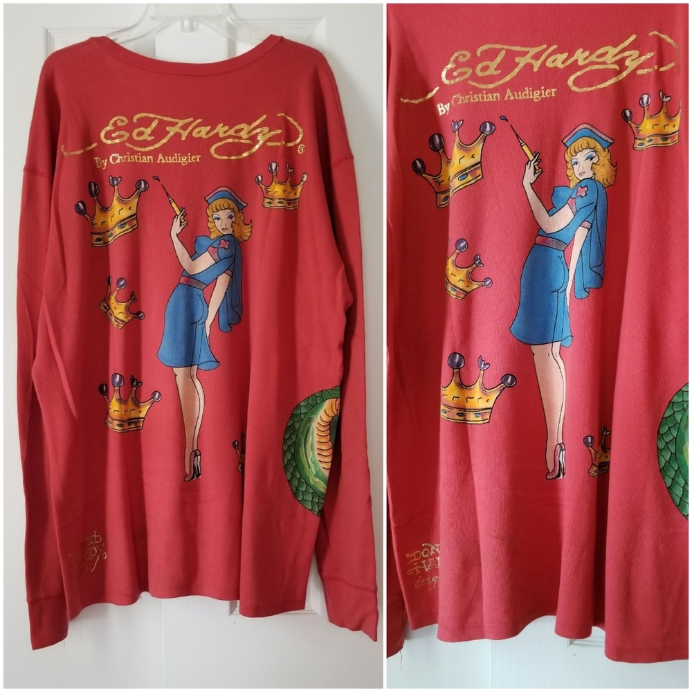 Men's Christian Audigier Nurse Long Sleeve Shirt